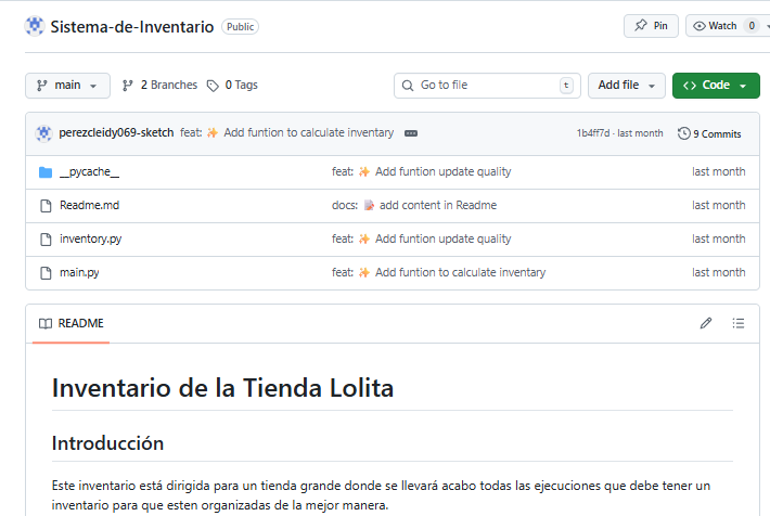 Imagen de github de un proyecto